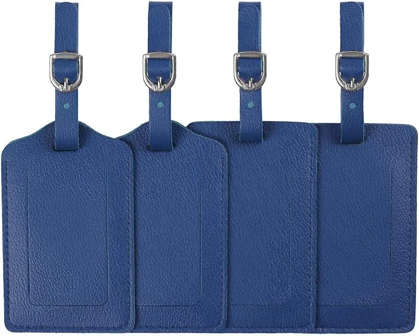 Leather Luggage Tags 4 Pack Bag Suitcase Labels