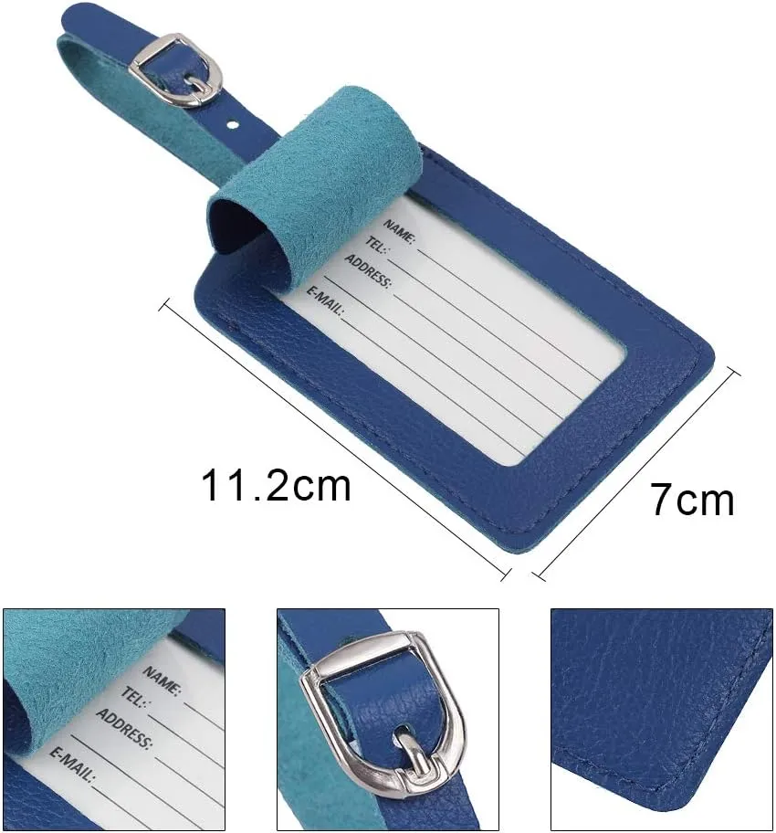 Leather Luggage Tags 4 Pack Bag Suitcase Labels