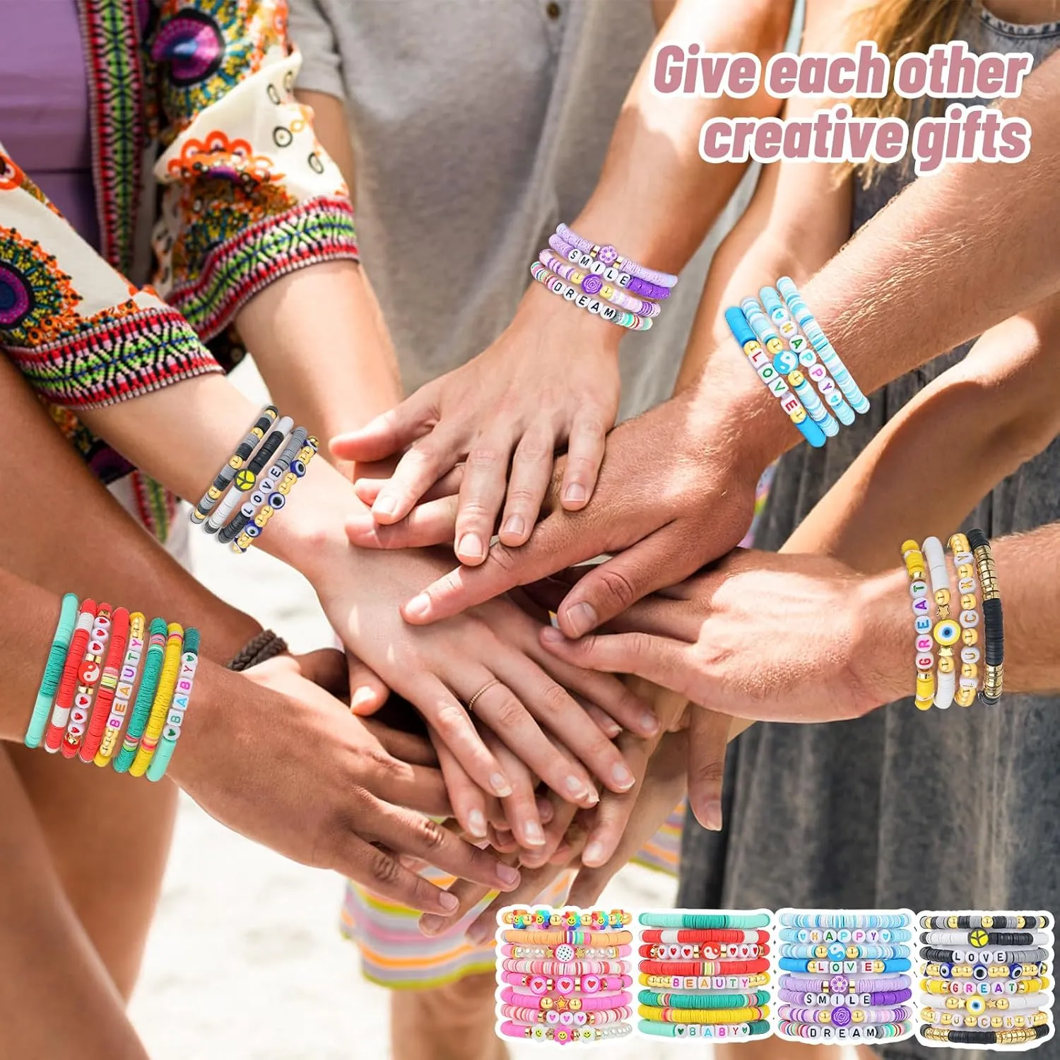 LUYI 32 Pcs Preppy Jewelry Bracelets for Women Clay Bead Colorful Surfer Heishi Bracelet Set Stackable Beaded Friendship Stretch Bracelets Boho Y2K Summer Beach Elastic Layering Bracelets