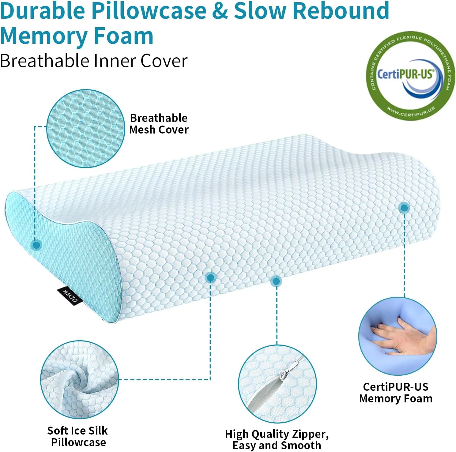 Memory Foam Pillows Neck Pillow for Sleeping, Ergonomic Cervical Pillow Bed Pillow for Side Back Stomach Sleeper, Orthopedic Contour Pillow for Neck and Shoulder Pain Relief