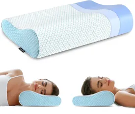 Memory Foam Pillows Neck Pillow for Sleeping, Ergonomic Cervical Pillow Bed Pillow for Side Back Stomach Sleeper, Orthopedic Contour Pillow for Neck and Shoulder Pain Relief