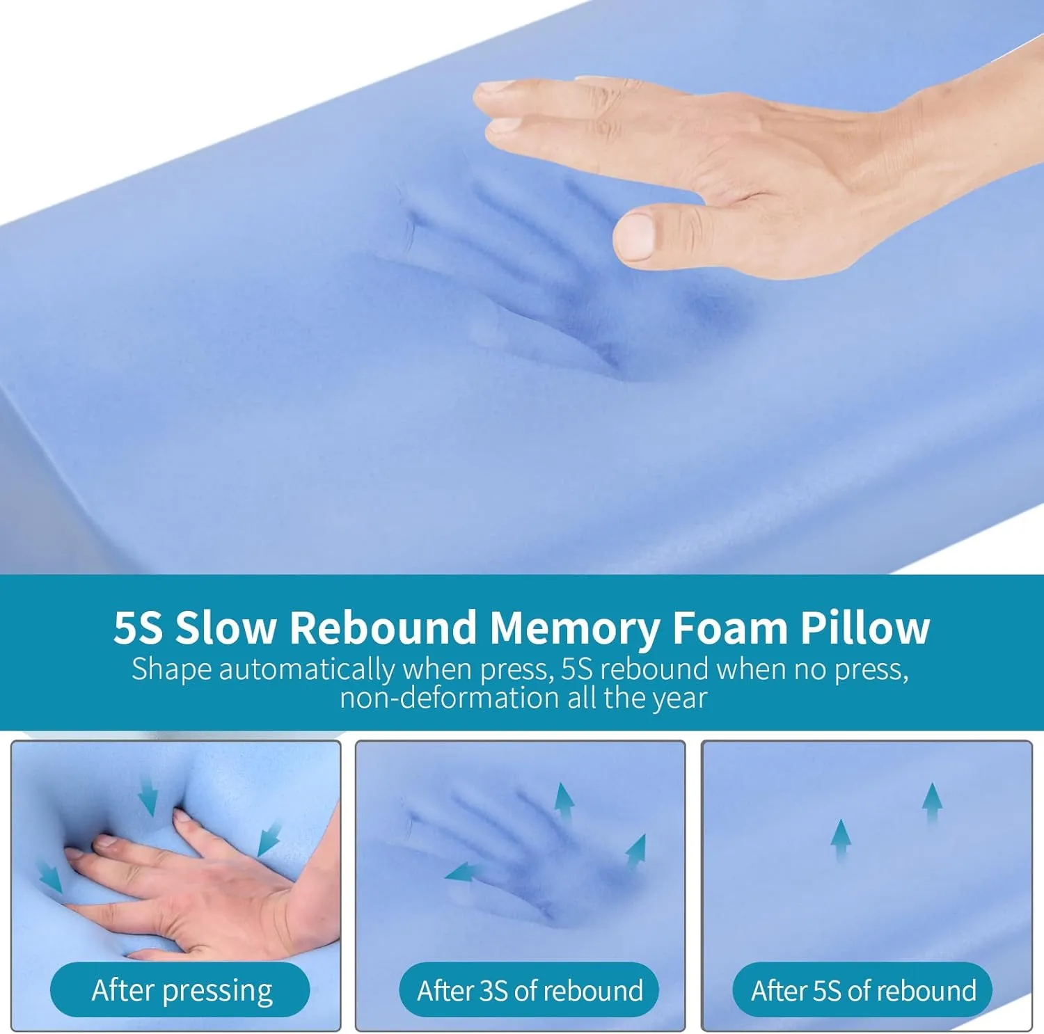 Memory Foam Pillows Neck Pillow for Sleeping, Ergonomic Cervical Pillow Bed Pillow for Side Back Stomach Sleeper, Orthopedic Contour Pillow for Neck and Shoulder Pain Relief