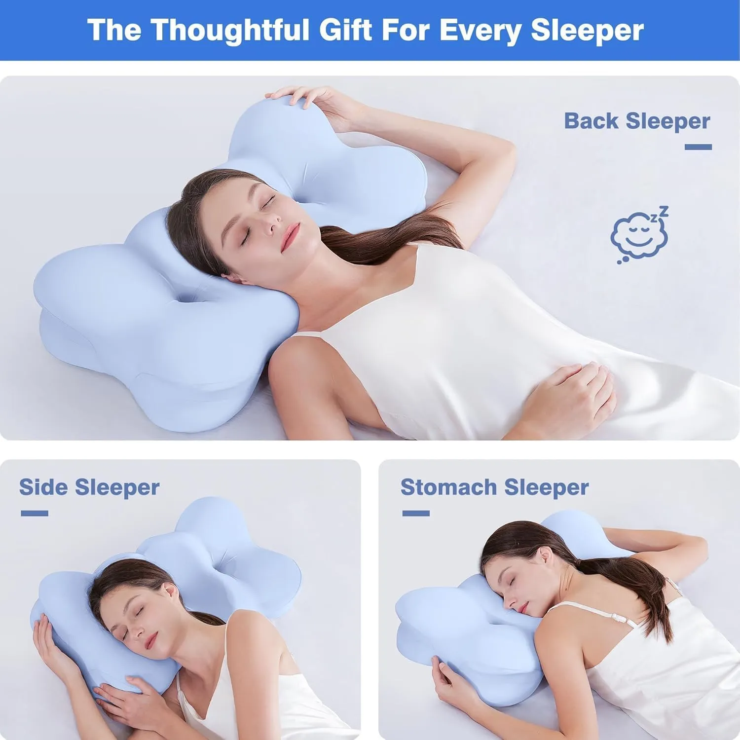 Memory Foam Pillows - Neck Support Pillow for Pain Relief, Ergonomic Cervical Pillow Cozy Sleeping for Neck and Shoulder Pain Odorless Orthopedic Contour Bed Pillow for Side Back Stomach Sleepers