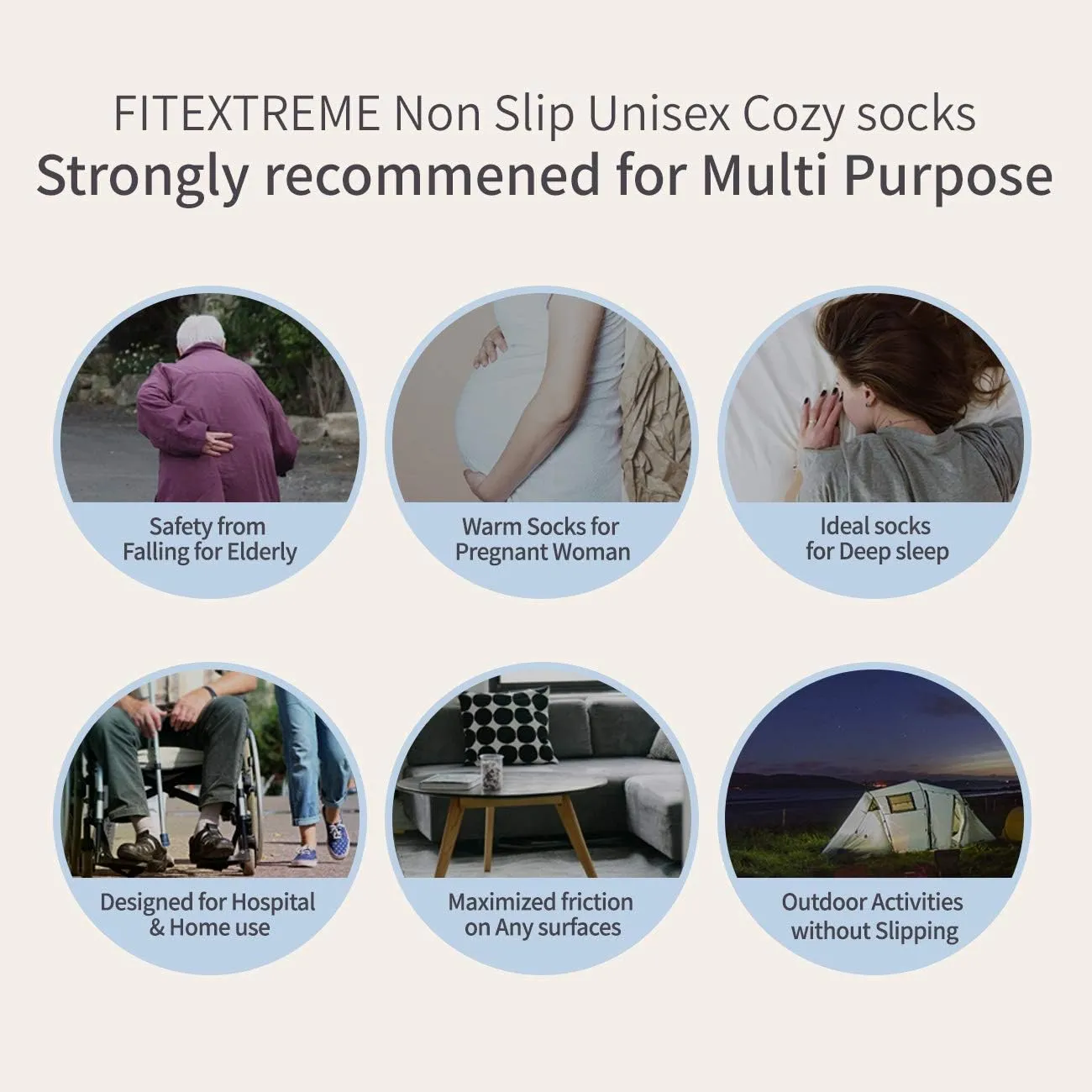 Mens 5 Pairs Winter Warm Fuzzy Non Slip Hospital Home Slipper Socks