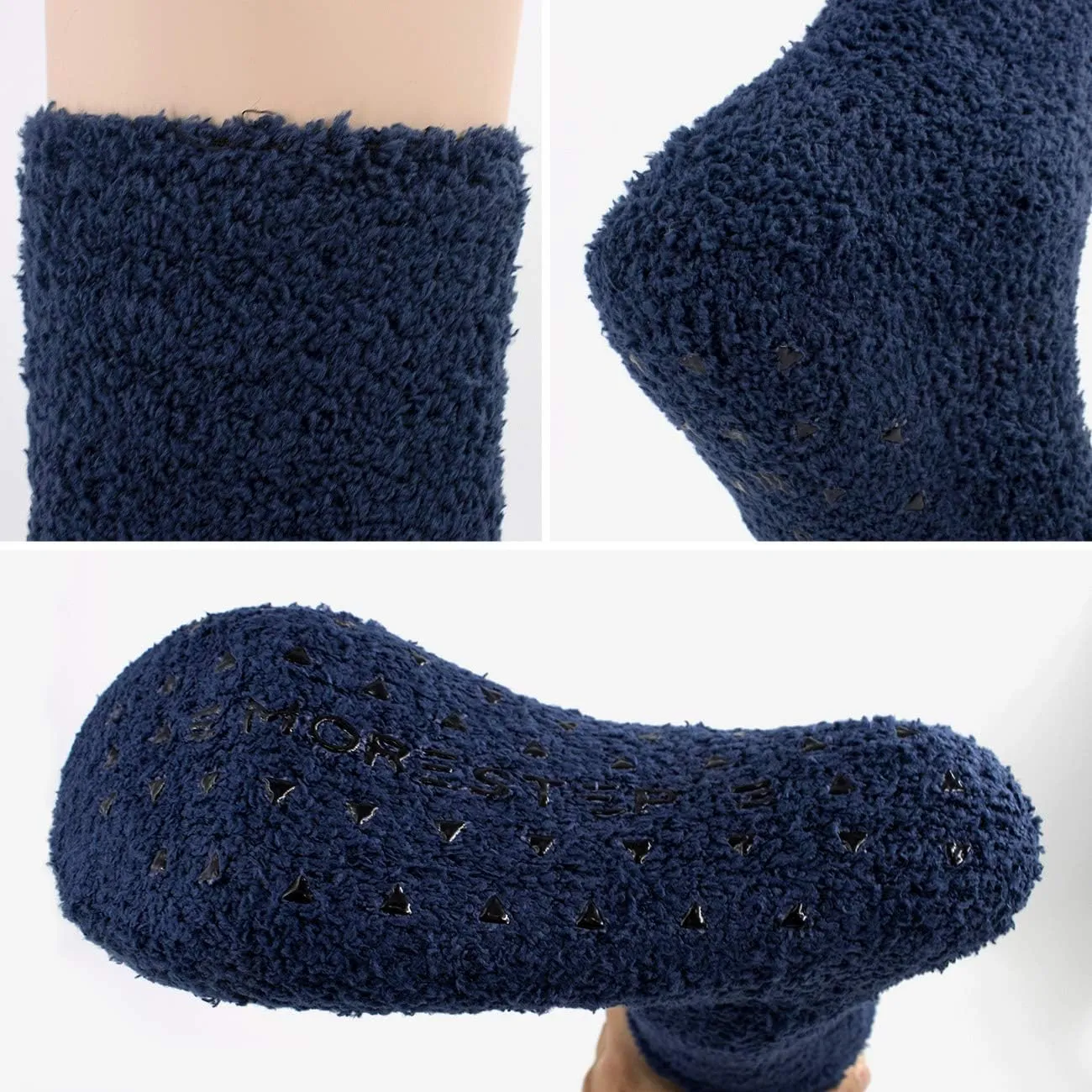 Mens 5 Pairs Winter Warm Fuzzy Non Slip Hospital Home Slipper Socks