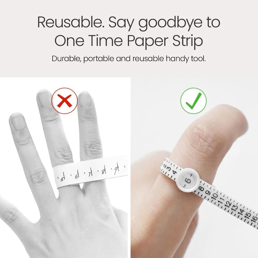 Meowoo Ring Sizer Measuring Tool with Magnifier, for Ring Measurer and Ring Sizer Clear and Intuitive Reading. Plastic Ring Sizer with Lens, 1-17