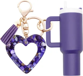 Mini Tumbler Keychain Chapstick Holder,Cute Stanley Cup Charms For Backpack Initial Letter Keychains For Women Girls
