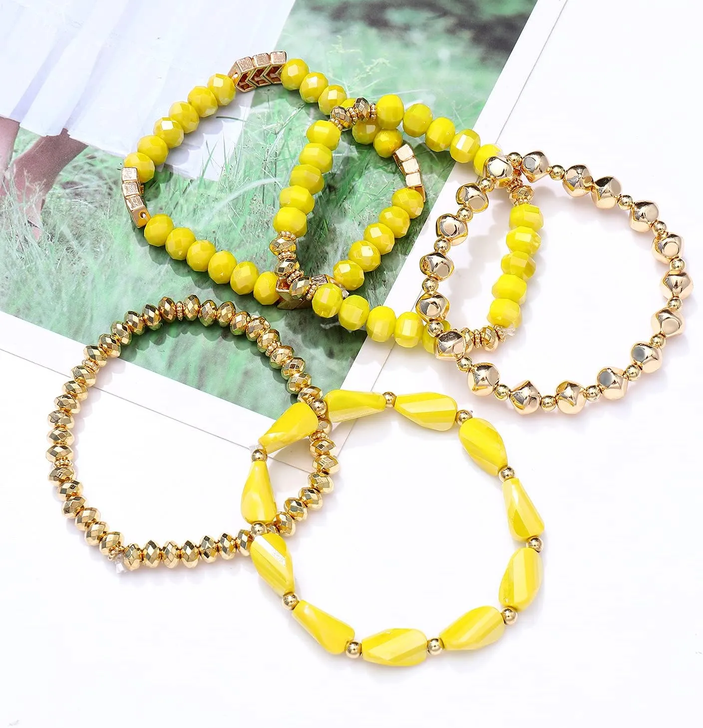 MOLOCH Beaded Bracelet For Woman -Multiple Stackable Layered Bracelets-Rainbow Elastic Stretchy Bracelet- Boho y2k Bracelet-Surfer Beach Bracelet