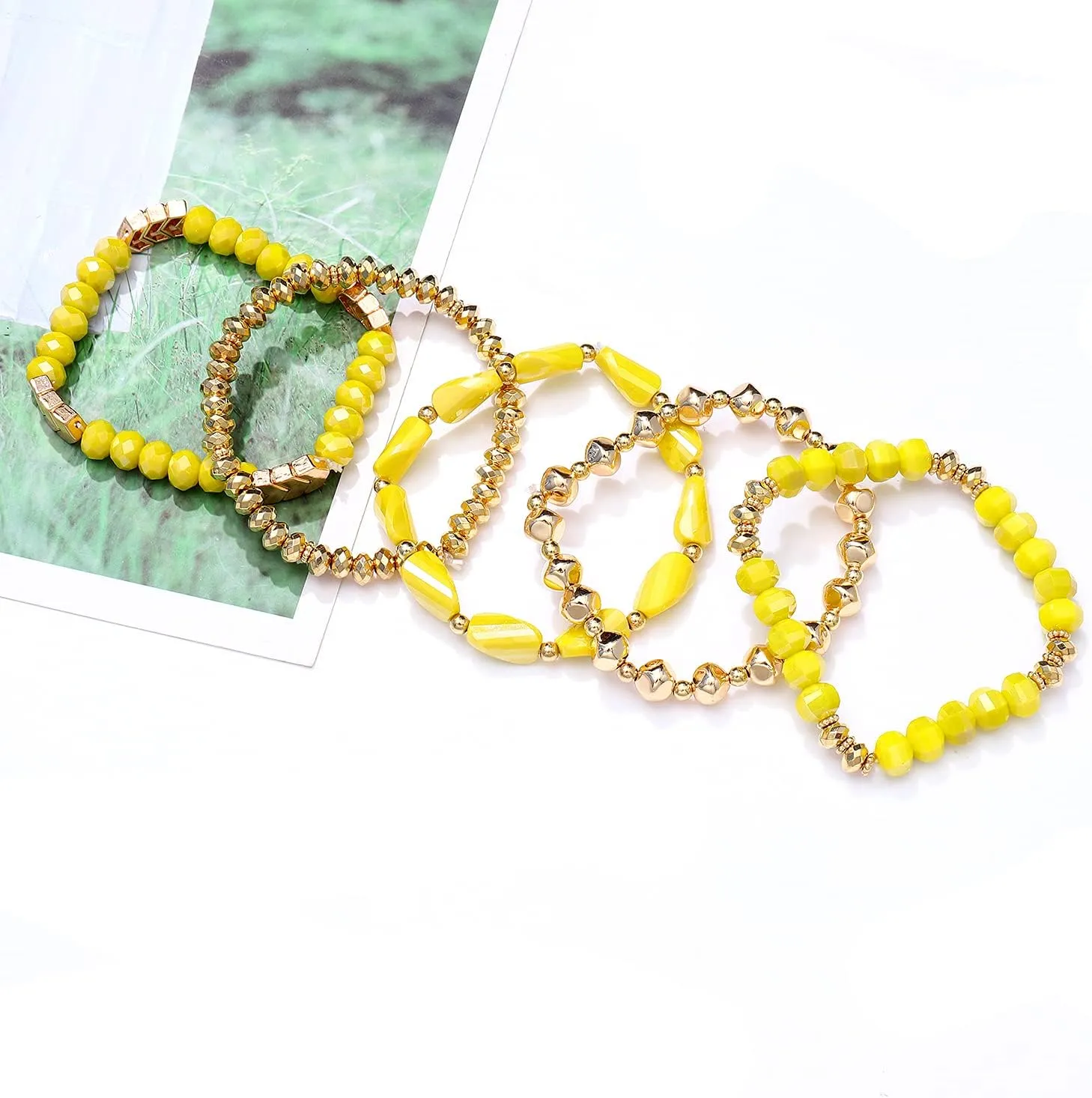 MOLOCH Beaded Bracelet For Woman -Multiple Stackable Layered Bracelets-Rainbow Elastic Stretchy Bracelet- Boho y2k Bracelet-Surfer Beach Bracelet
