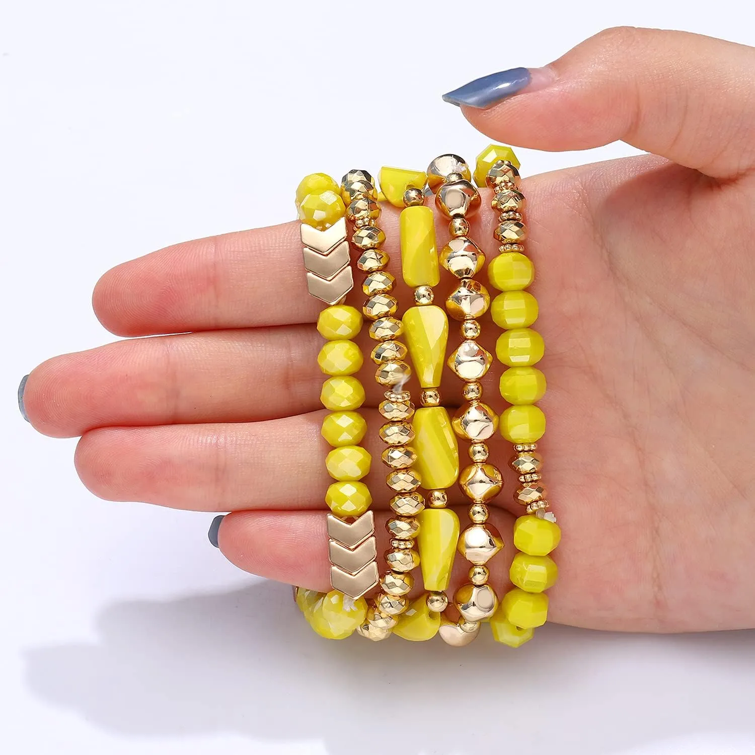 MOLOCH Beaded Bracelet For Woman -Multiple Stackable Layered Bracelets-Rainbow Elastic Stretchy Bracelet- Boho y2k Bracelet-Surfer Beach Bracelet