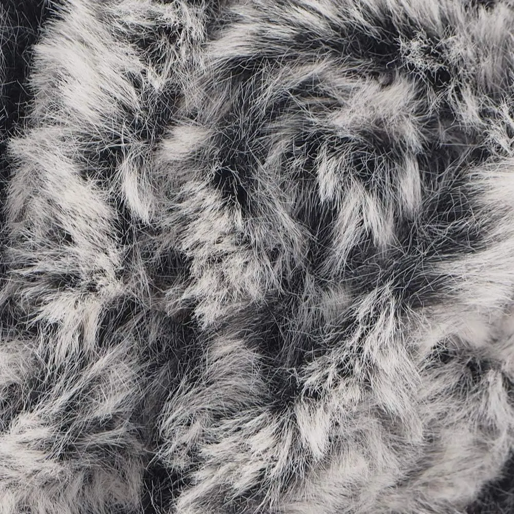 NICEEC 2 Skeins Faux Fur Yarn Super Soft, Chunky & Fluffy, Eyelash Yarn for Crochet & Knitting (Total Length 70yds,3.53oz) - Black with White