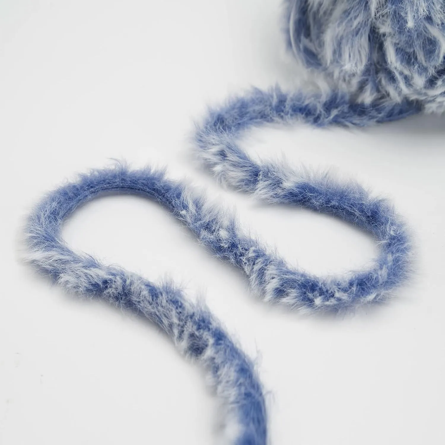 NICEEC 2 Skeins Faux Fur Yarn Super Soft, Chunky & Fluffy, Eyelash Yarn for Crochet & Knitting (Total Length 70yds,3.53oz) - Blue