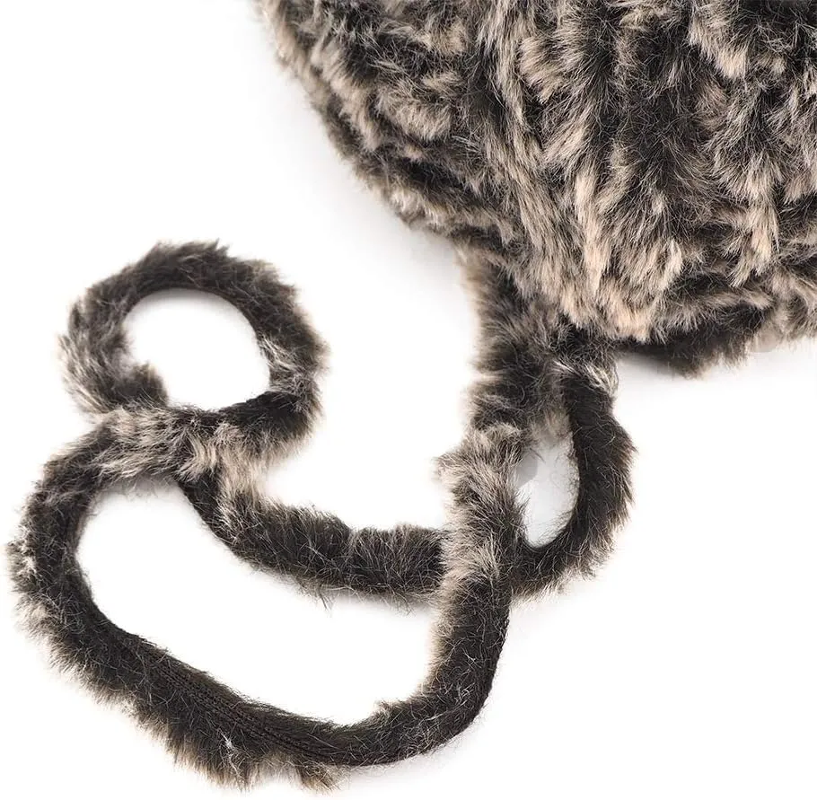 NICEEC 2 Skeins Faux Fur Yarn Super Soft, Chunky & Fluffy, Eyelash Yarn for Crochet & Knitting (Total Length 70yds,3.53oz) - Coffee