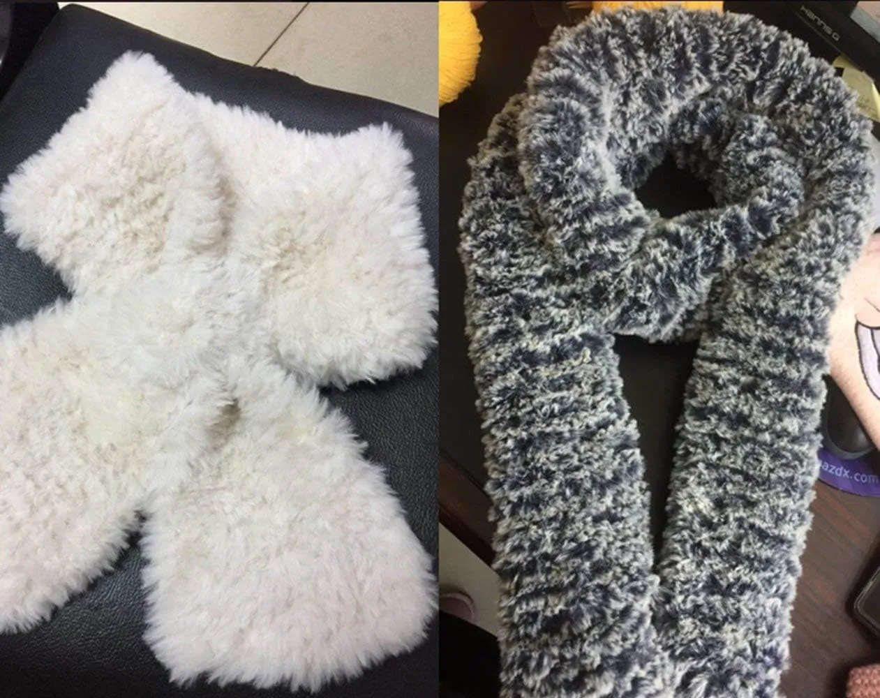 NICEEC 2 Skeins Faux Fur Yarn Super Soft, Chunky & Fluffy, Eyelash Yarn for Crochet & Knitting (Total Length 70yds,3.53oz) - White