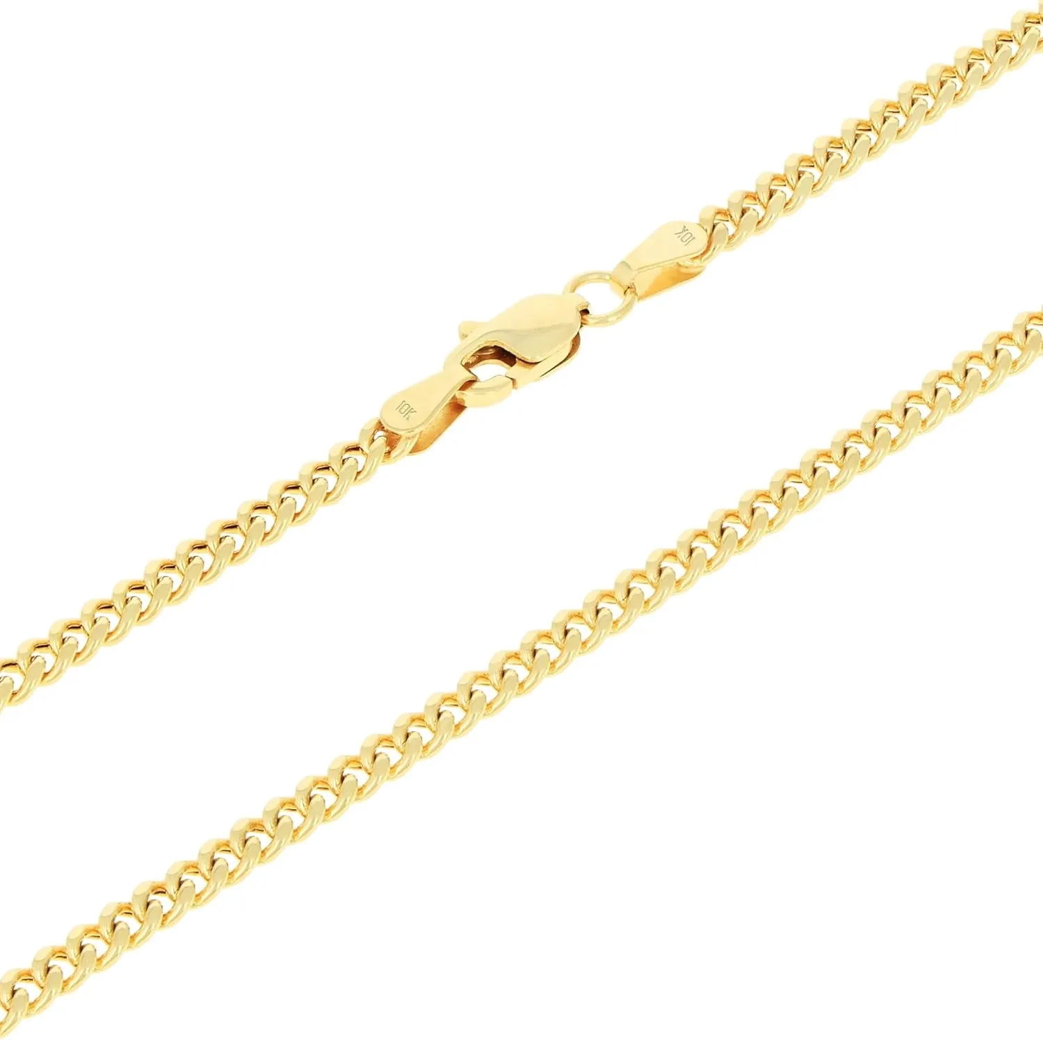Nuragold 10k Real Yellow Gold Miami Cuban Link 3mm Chain Bracelet or Anklet (7"-9") Italian Jewelry for Men & Women