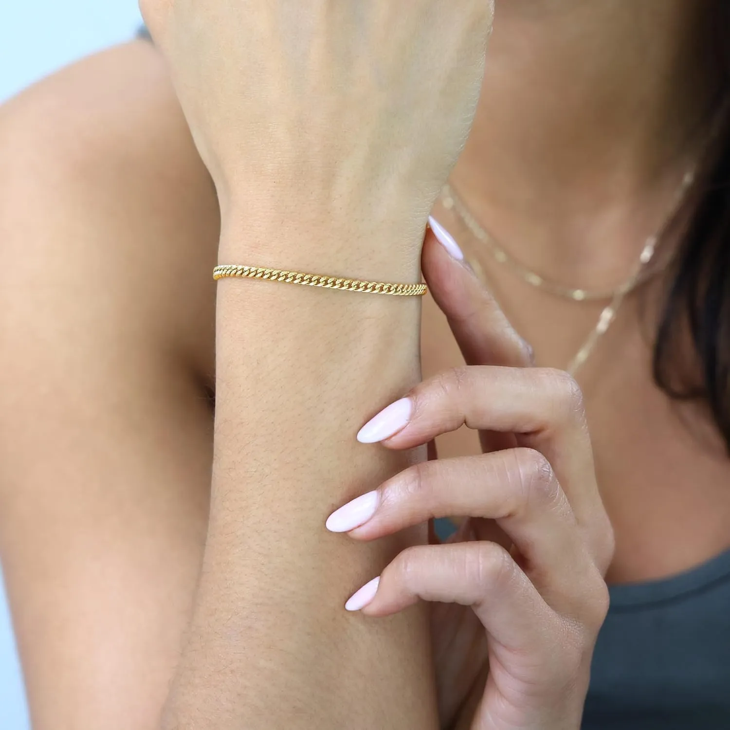 Nuragold 10k Real Yellow Gold Miami Cuban Link 3mm Chain Bracelet or Anklet (7"-9") Italian Jewelry for Men & Women