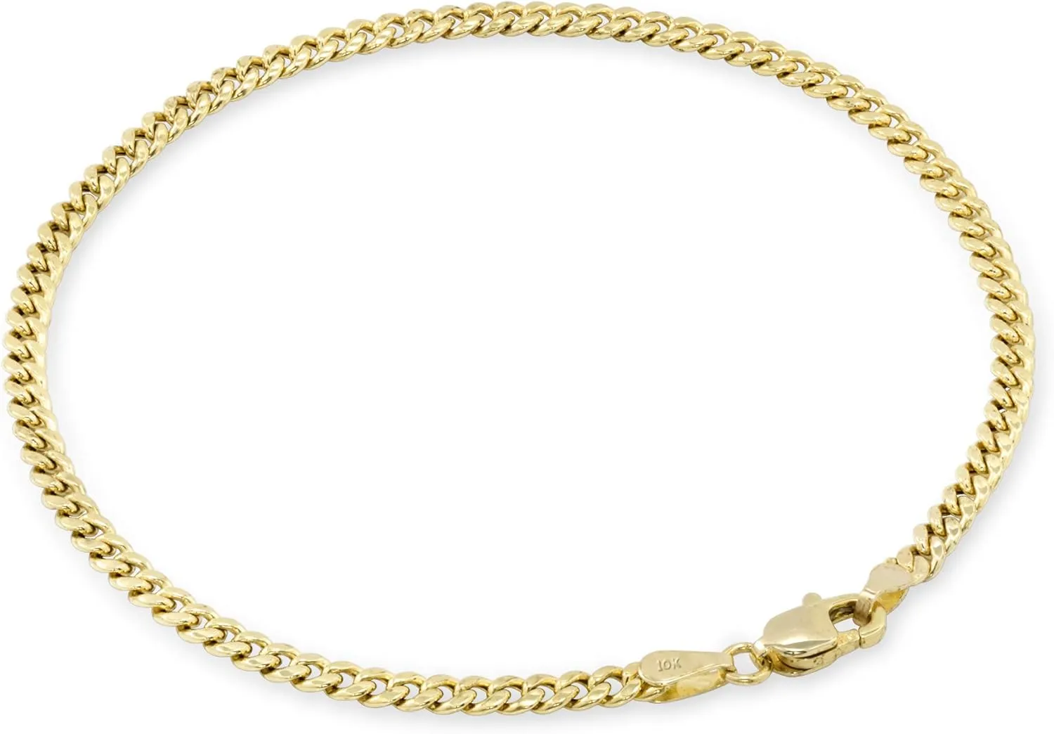 Nuragold 10k Real Yellow Gold Miami Cuban Link 3mm Chain Bracelet or Anklet (7"-9") Italian Jewelry for Men & Women