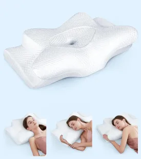 Orthopedic Cervical Neck Pillow for Pain Relief, Ergonomic Memory Foam Pillow for Neck & Shoulder Support, Adjustable Height for All Sleep Positions, Cooling 3D Mesh Pillow for Comfort & Breathability