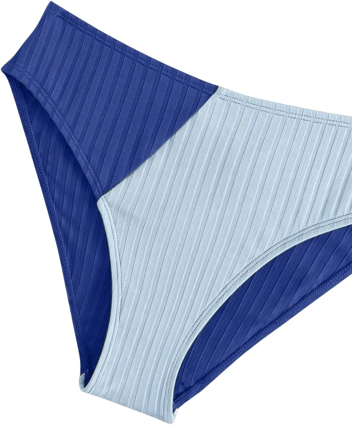 OYOANGLE Girl's 2 Piece Colorblock Ring Linked Bikini Swimsuit Ribbed Knit Bathing Suit