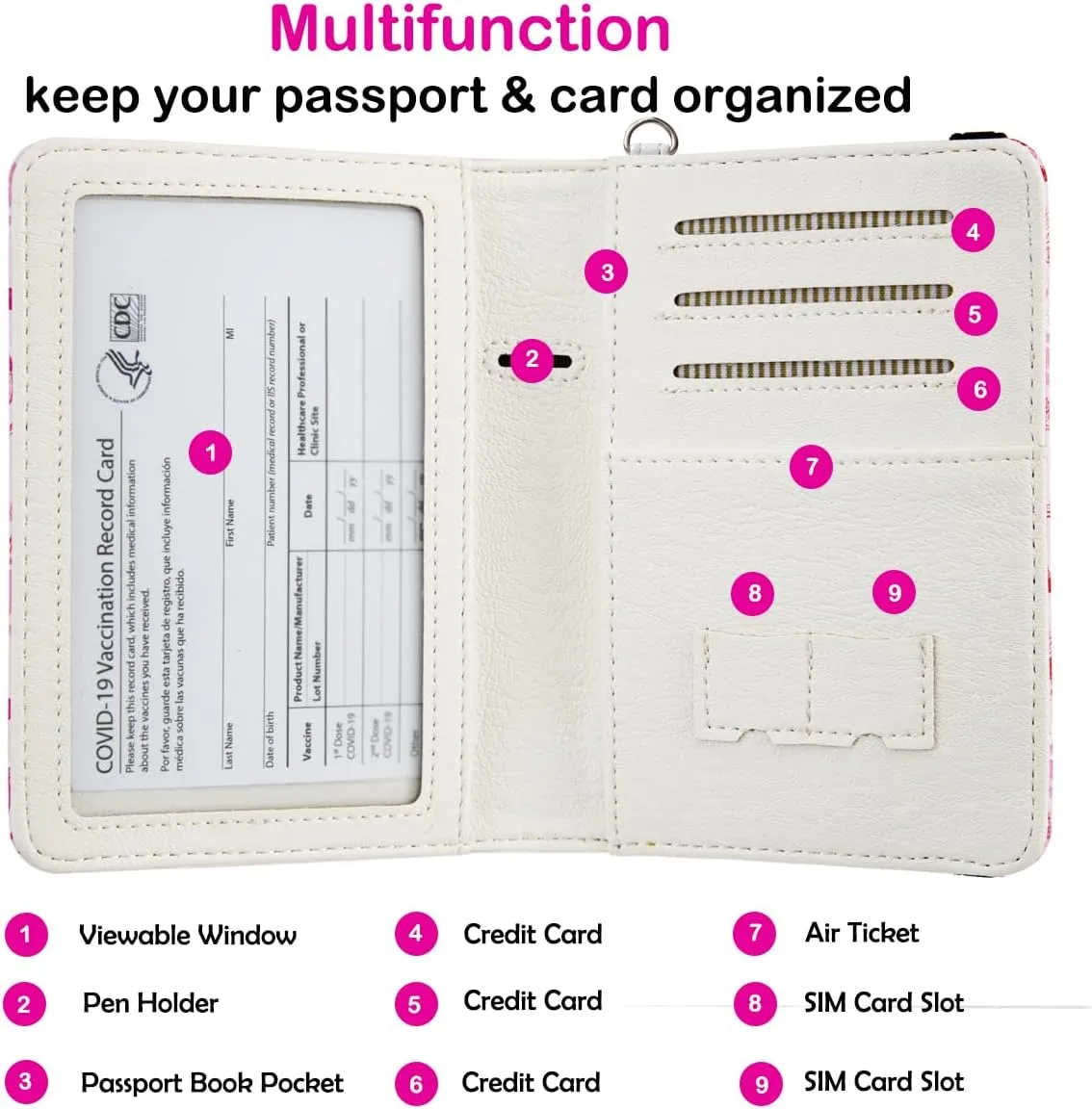 Passport Holder,Cute Passport Cover,Travel Wallet with Credit Card Slots Rfid passport Wallet Waterproof Documents Organizer Women Men (Bald eagle)