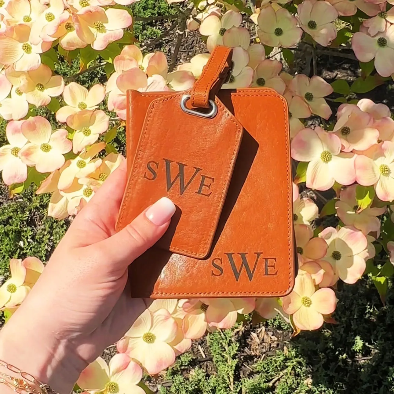 Personalized Durable Leather Passport Holder & Luggage Tag Set  Customized Father's Day Gift for Dad  Monogram, Name, Date, Photo, Logo  Dad Appreciation Gift  Men's Traveler Gift  Made in USA