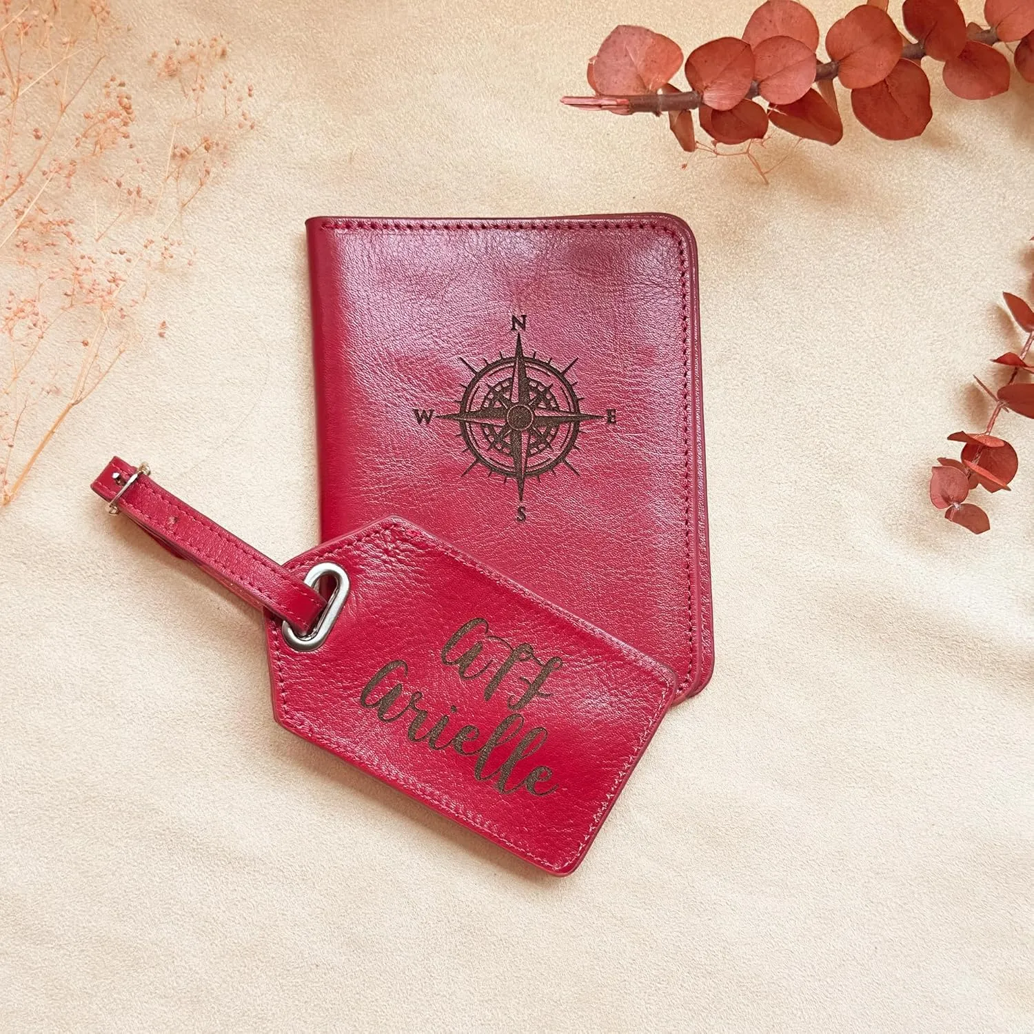 Personalized Durable Leather Passport Holder & Luggage Tag Set  Customized Father's Day Gift for Dad  Monogram, Name, Date, Photo, Logo  Dad Appreciation Gift  Men's Traveler Gift  Made in USA