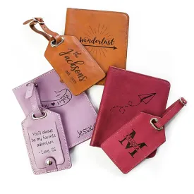 Personalized Durable Leather Passport Holder & Luggage Tag Set  Customized Father's Day Gift for Dad  Monogram, Name, Date, Photo, Logo  Dad Appreciation Gift  Men's Traveler Gift  Made in USA