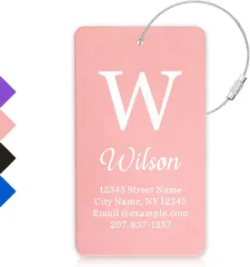 Personalized Luggage Tags for Suitcase Customized Metal Luggage Tags Laser Engraved Aluminum Luggage Tag Labels Baggage Tags for Suitcases Backpacks Travel (Rose Gold, Design 2)