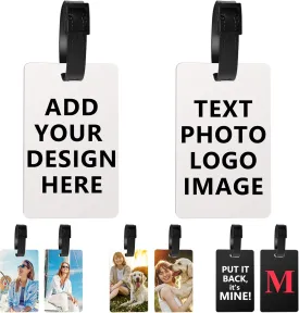 Personalized Luggage Tags for Suitcases, Custom Golf Bag Tag Personalized Your Own Text, Image, Photo, Logo Customized Travel Suitcases Name Labels Tags with Strap, Sublimation Blanks Bulk Products