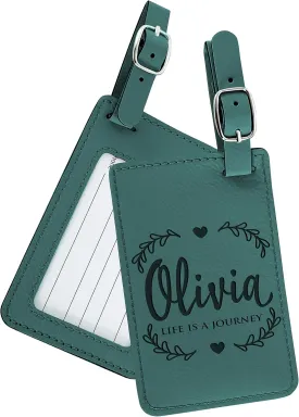 Personalized Luggage Tags with Strap   Name ID Card, 9 Colors, Leatherette Cruise Ship Accessories for Honeymoon, Gifts for Travelers, Custom Luggage Tag - Teal