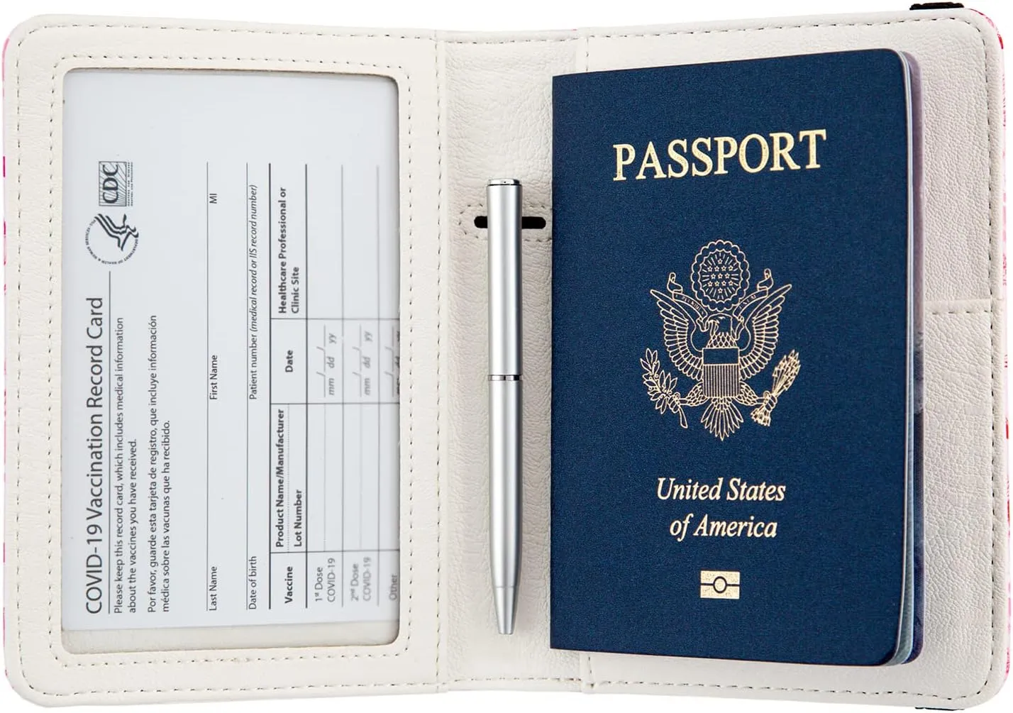 Pink Passport Holder,Cute Passport Cover,Travel Wallet with Credit Card Slots Rfid passport Wallet Waterproof Documents Organizer Women Men (Almond Blossom)