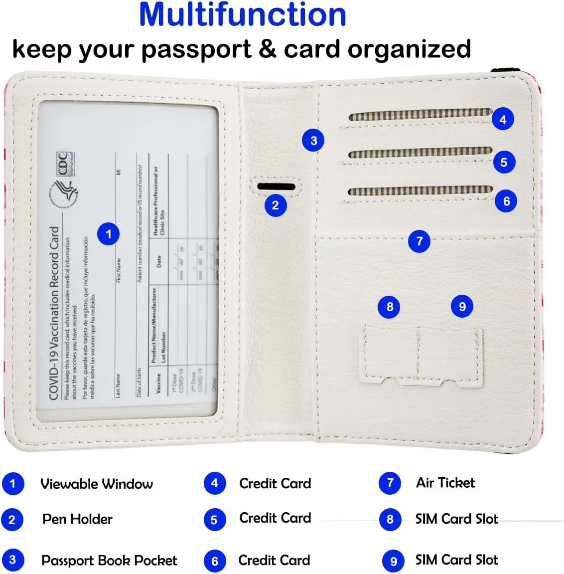 Pink Passport Holder,Cute Passport Cover,Travel Wallet with Credit Card Slots Rfid passport Wallet Waterproof Documents Organizer Women Men (Almond Blossom)