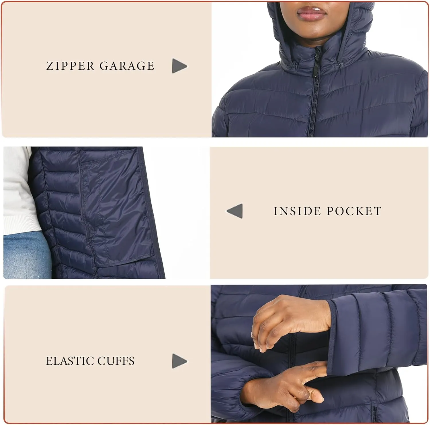 Plus Size Women's Packable Puffer Jacket 1X-6X Water-Resistant Lightweight Winter Coat(Exclusively for Plus Size)