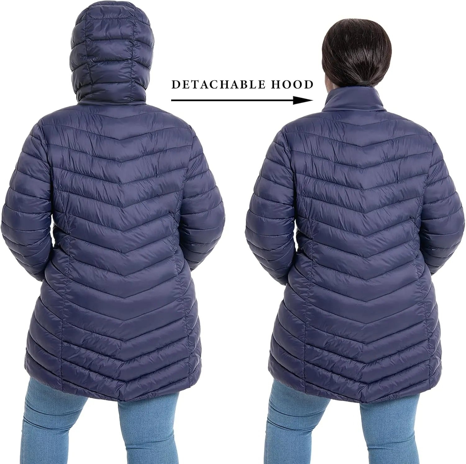 Plus Size Women's Packable Puffer Jacket 1X-6X Water-Resistant Lightweight Winter Coat(Exclusively for Plus Size)