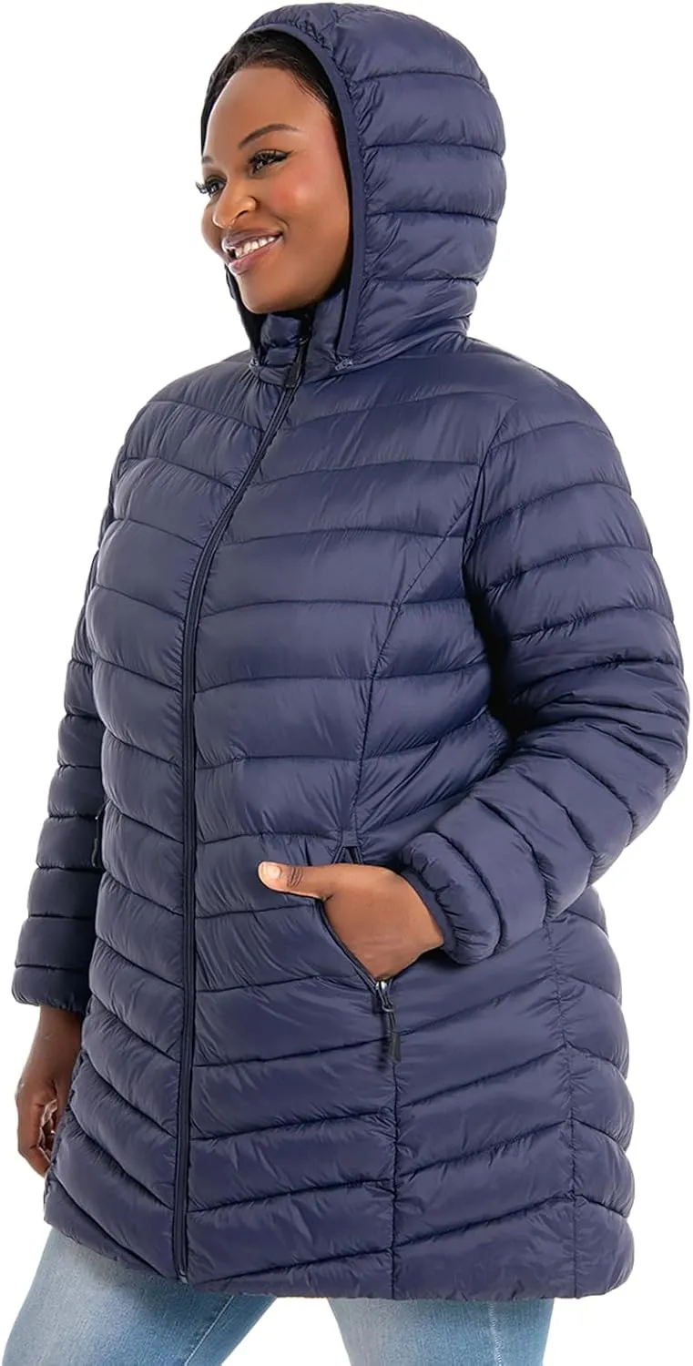Plus Size Women's Packable Puffer Jacket 1X-6X Water-Resistant Lightweight Winter Coat(Exclusively for Plus Size)
