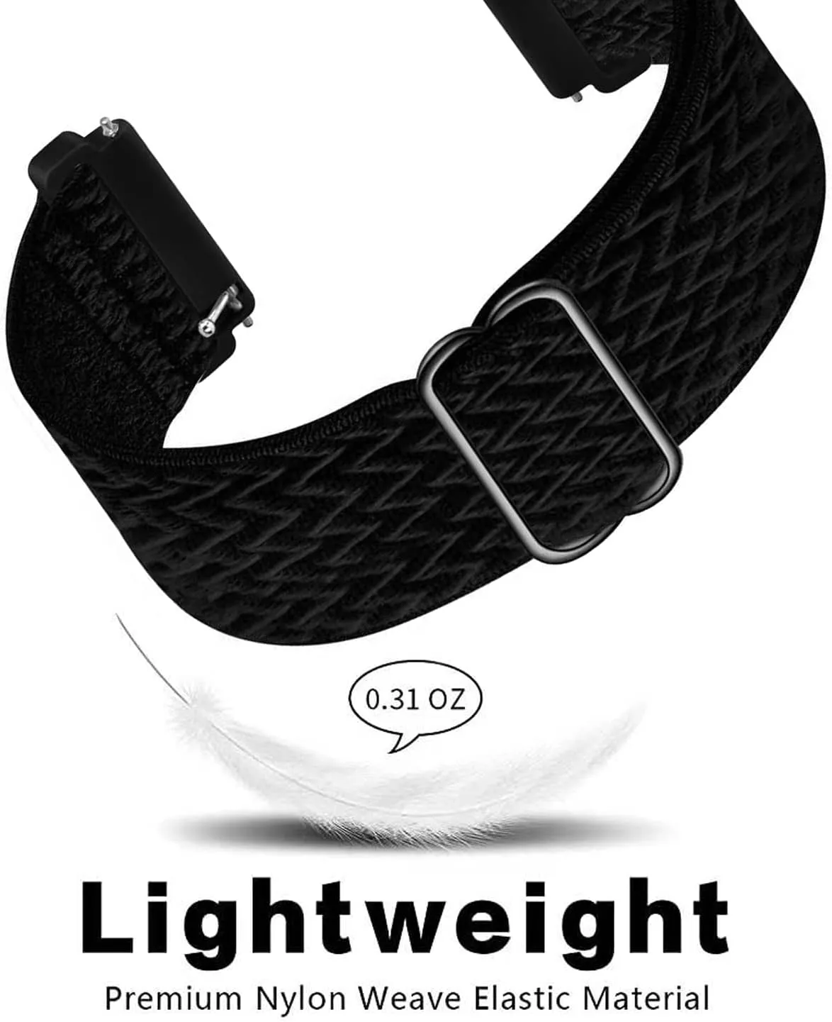 Quick Release Adjustable Stretchy Watch Band - Choice of Width - 18mm, 19mm, 20mm, 22mm Elastic Watch Straps Solo Loop Sport Nylon Replacement Wristband