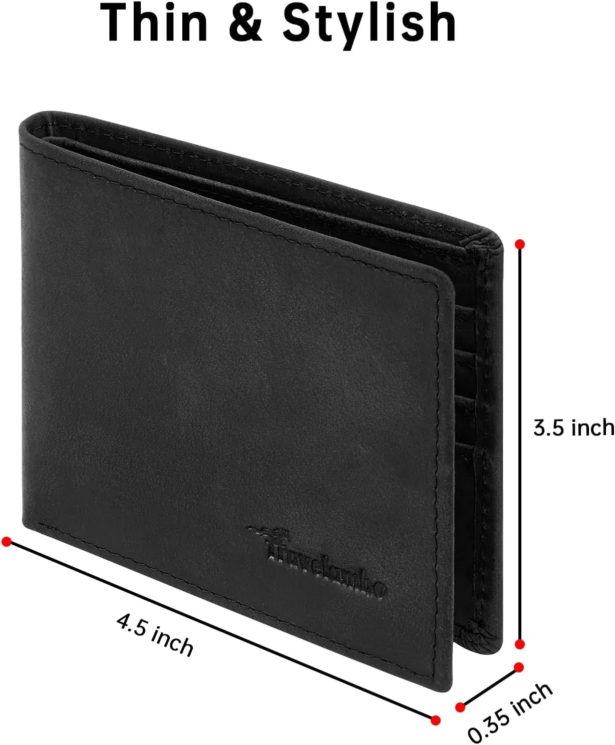 Real Leather Mens Bifold Wallet RFID Blocking Slim Minimalist Front Pocket - Thin & Stylish with ID Window in Gift Box (Crazy Horse, Black)