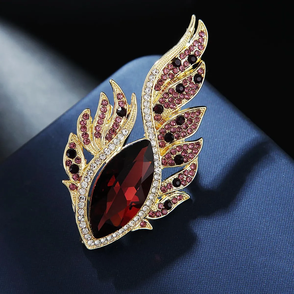 Rhinestone Crystal Feather Brooch Large Feather Eye Brooch Lapel Pins Purple/Blue/Yellow/Green Crystal Brooch Bride's Wedding Dress Broochs Clothing Hat Bag Jewelry for Women