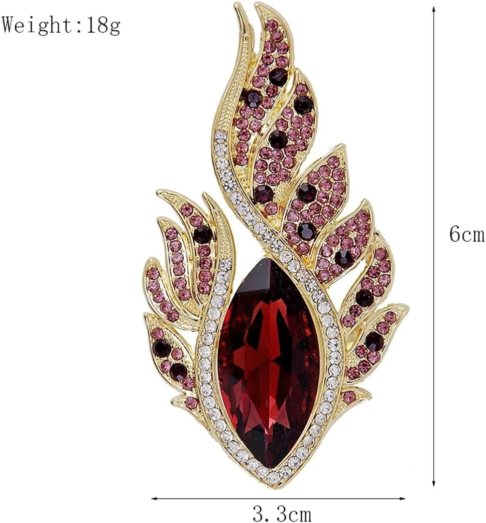 Rhinestone Crystal Feather Brooch Large Feather Eye Brooch Lapel Pins Purple/Blue/Yellow/Green Crystal Brooch Bride's Wedding Dress Broochs Clothing Hat Bag Jewelry for Women