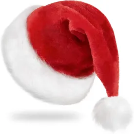 RJVW Christmas Hat, Santa Hat, Xmas Holiday Hat for Adults, Unisex Velvet Classic Santa Hat for Xmas New Year Party Headwear