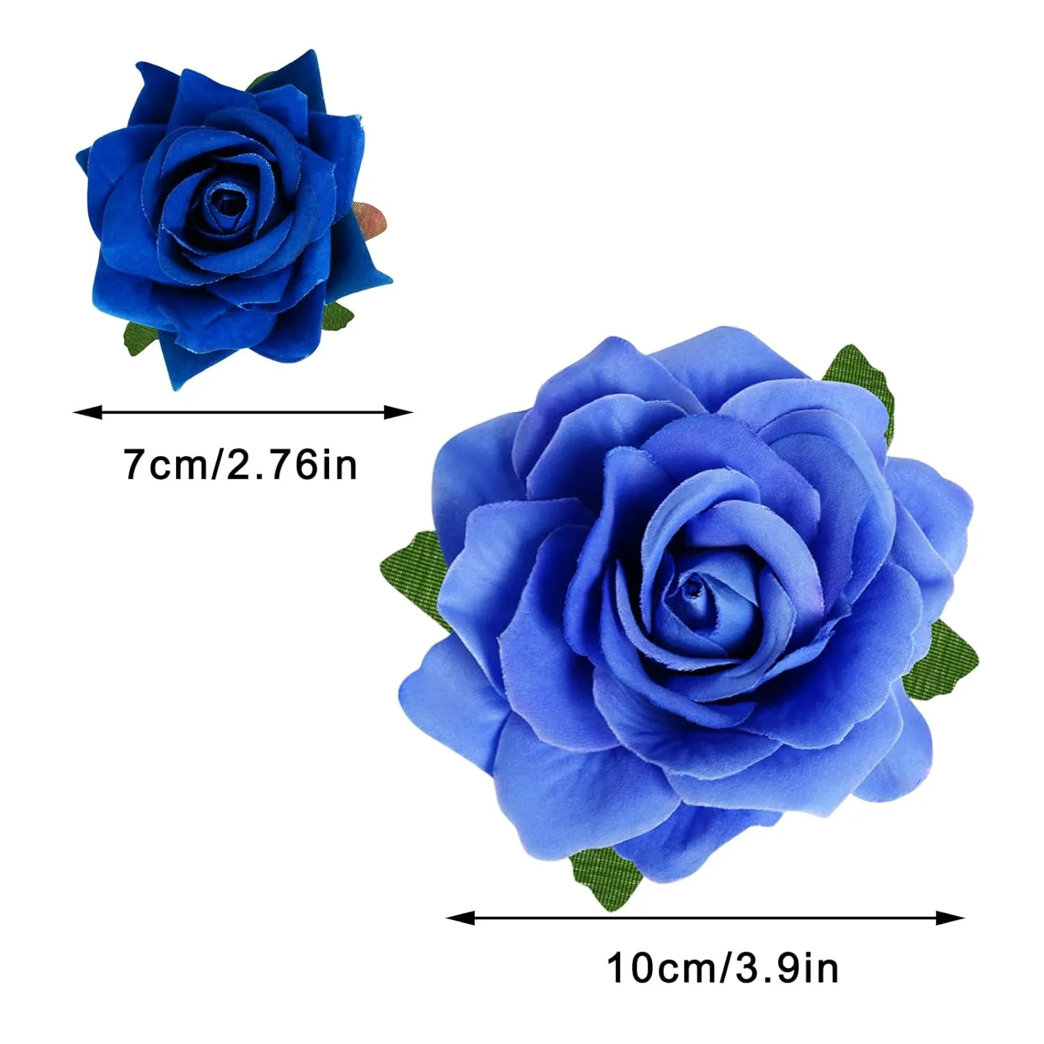 Rose Hair Clip - 4 Pcs Fabric Rose Flowers Hair Clips, Mexican Hair Flowers Pin up Headpieces for Woman Girl Wedding Party Mother's Day (2 Sizes) (Blue)