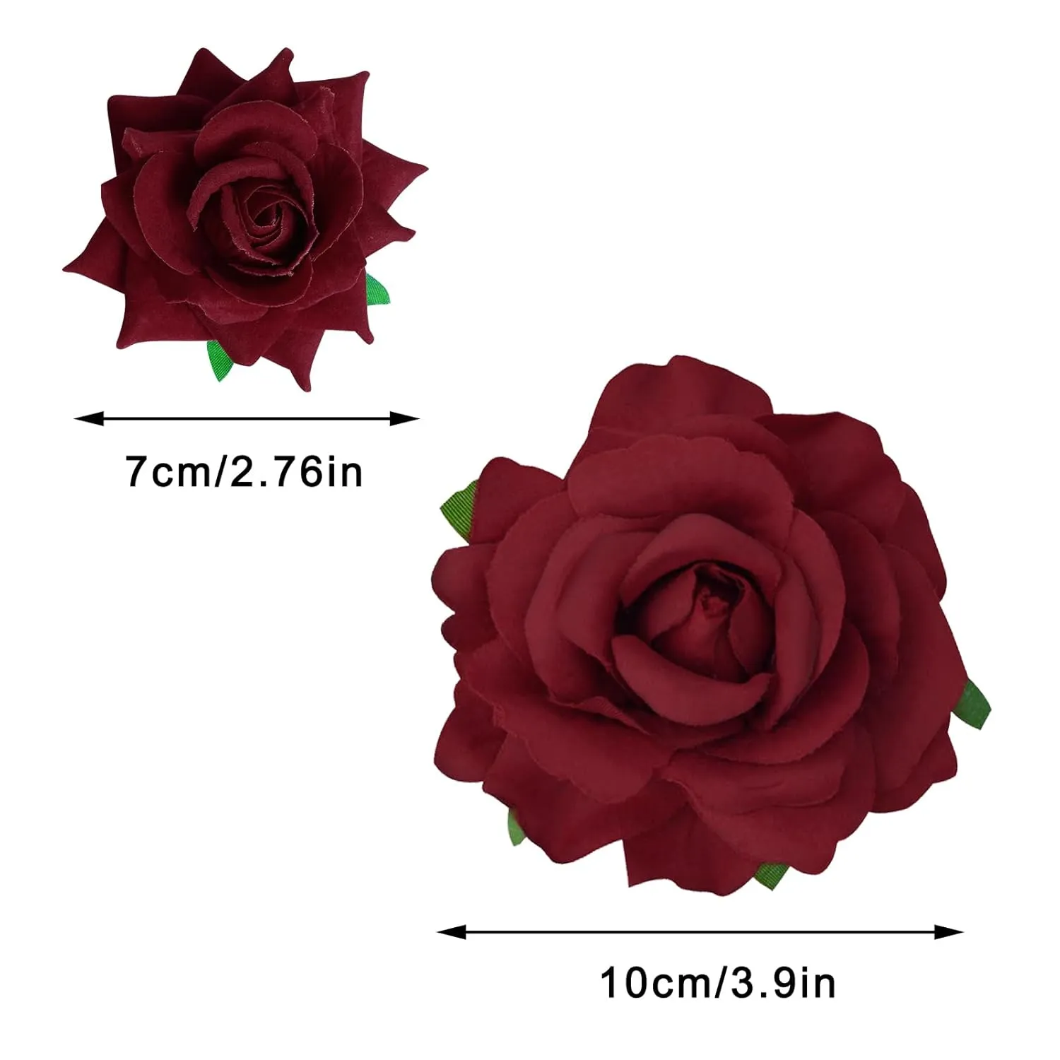 Rose Hair Clip Flower Hairpin Rose Brooch Floral Clips, 4 Pcs Fabric Rose Flowers Hair Clips Mexican Hair Flowers Pin up Headpieces for Woman Girl Wedding Party Mother's Day (Dark Red)