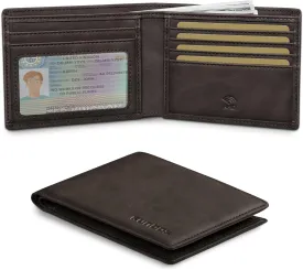 RUNBOX Wallet for Men,Mens Wallet,Slim Leather Bifold,RFID Blocking 8 Slots Gift Box