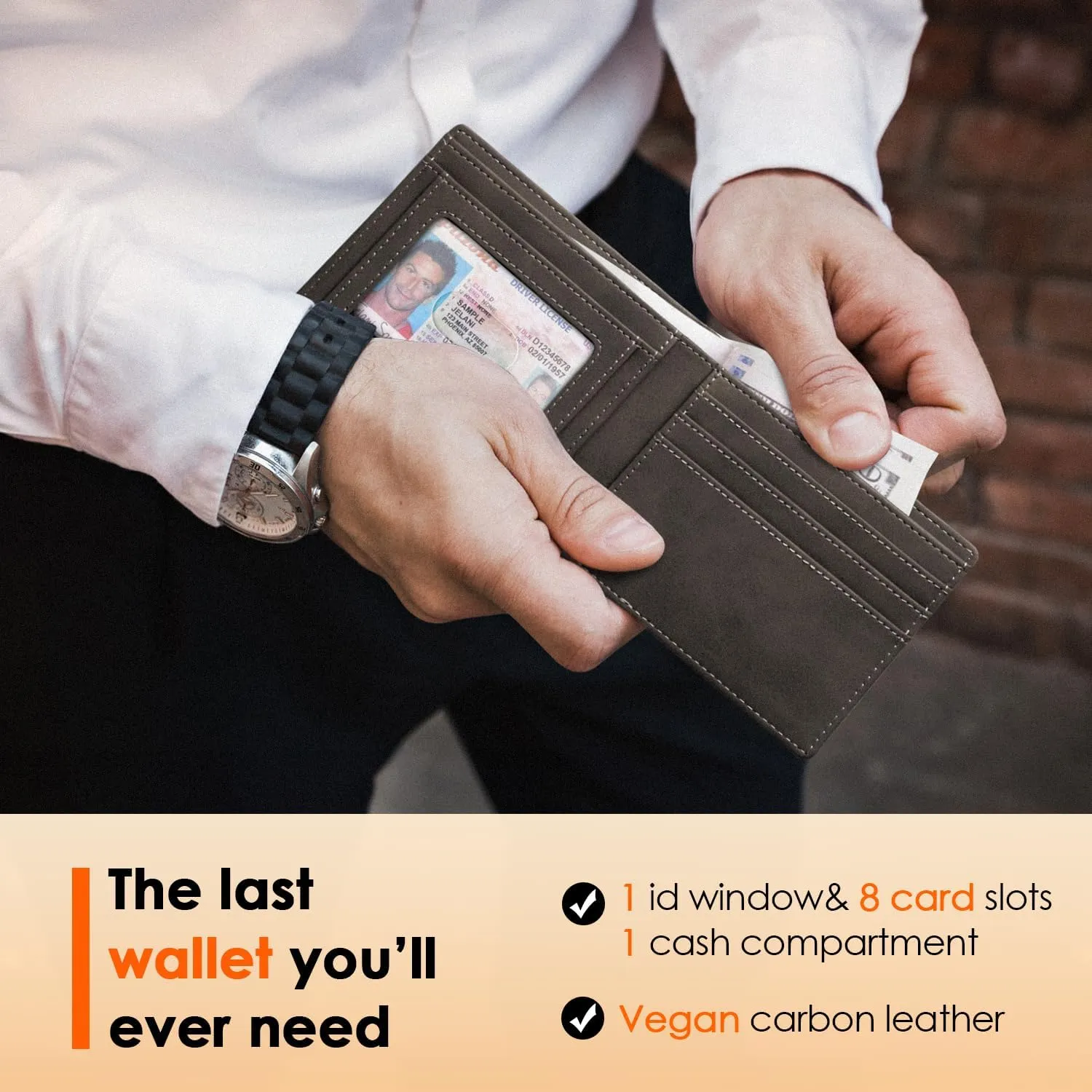 RUNBOX Wallet for Men,Mens Wallet,Slim Leather Bifold,RFID Blocking 8 Slots Gift Box
