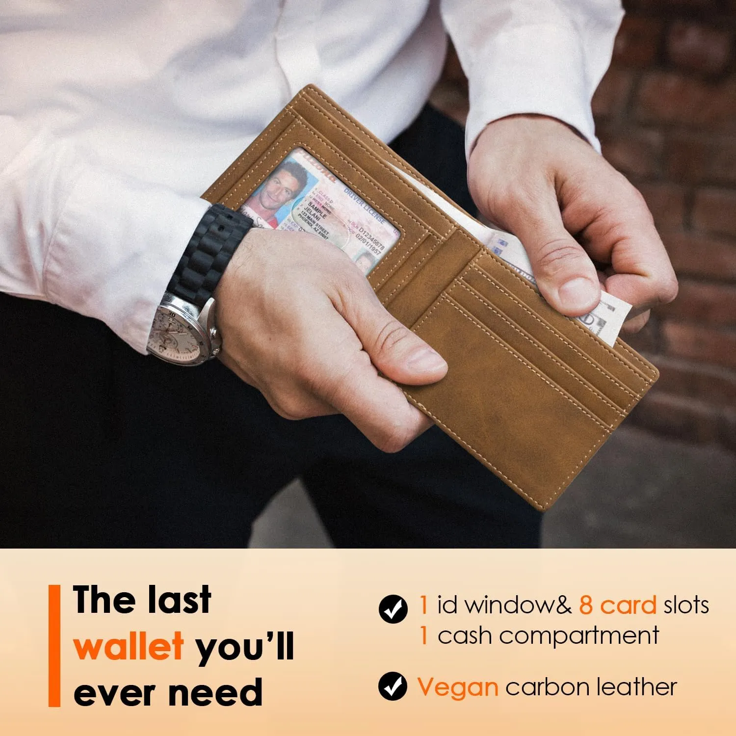 RUNBOX Wallet for Men,Mens Wallet,Slim Leather Bifold,RFID Blocking 8 Slots Gift Box