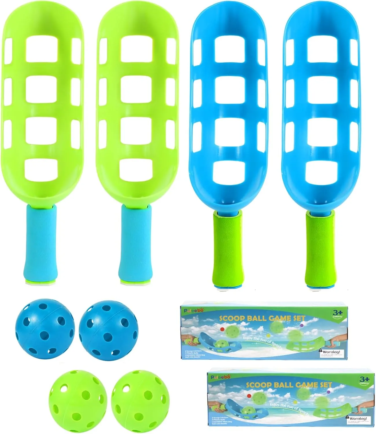 Scoop and Toss Set - Outdoor Toys for Kids with 2 Scoop Rackets and 2 Balls, Beach Lawn Yard Scoop Ball Game for Kids and Adults,Backyard Outside Toss and Catch Game