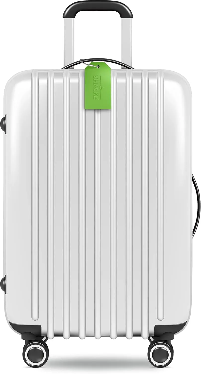 Shacke Large Luggage Tags (2pcs) with Privacy Cover and Steel Loops (Green)