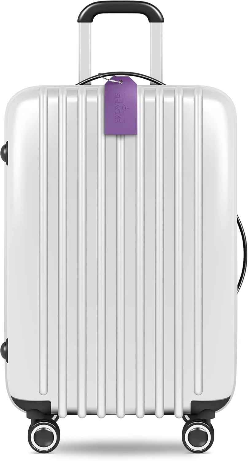 Shacke Large Luggage Tags (2pcs) with Privacy Cover and Steel Loops (Purple)