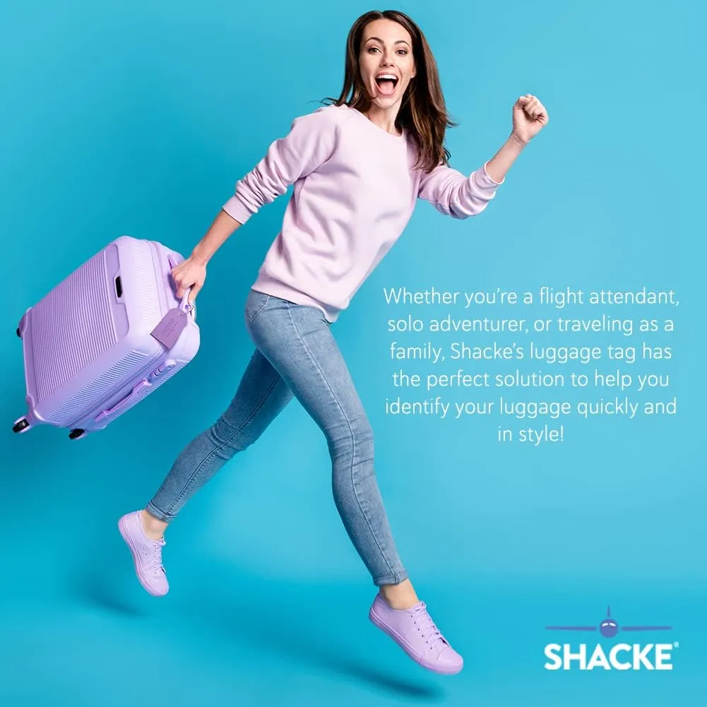Shacke Large Luggage Tags (2pcs) with Privacy Cover and Steel Loops (Purple)