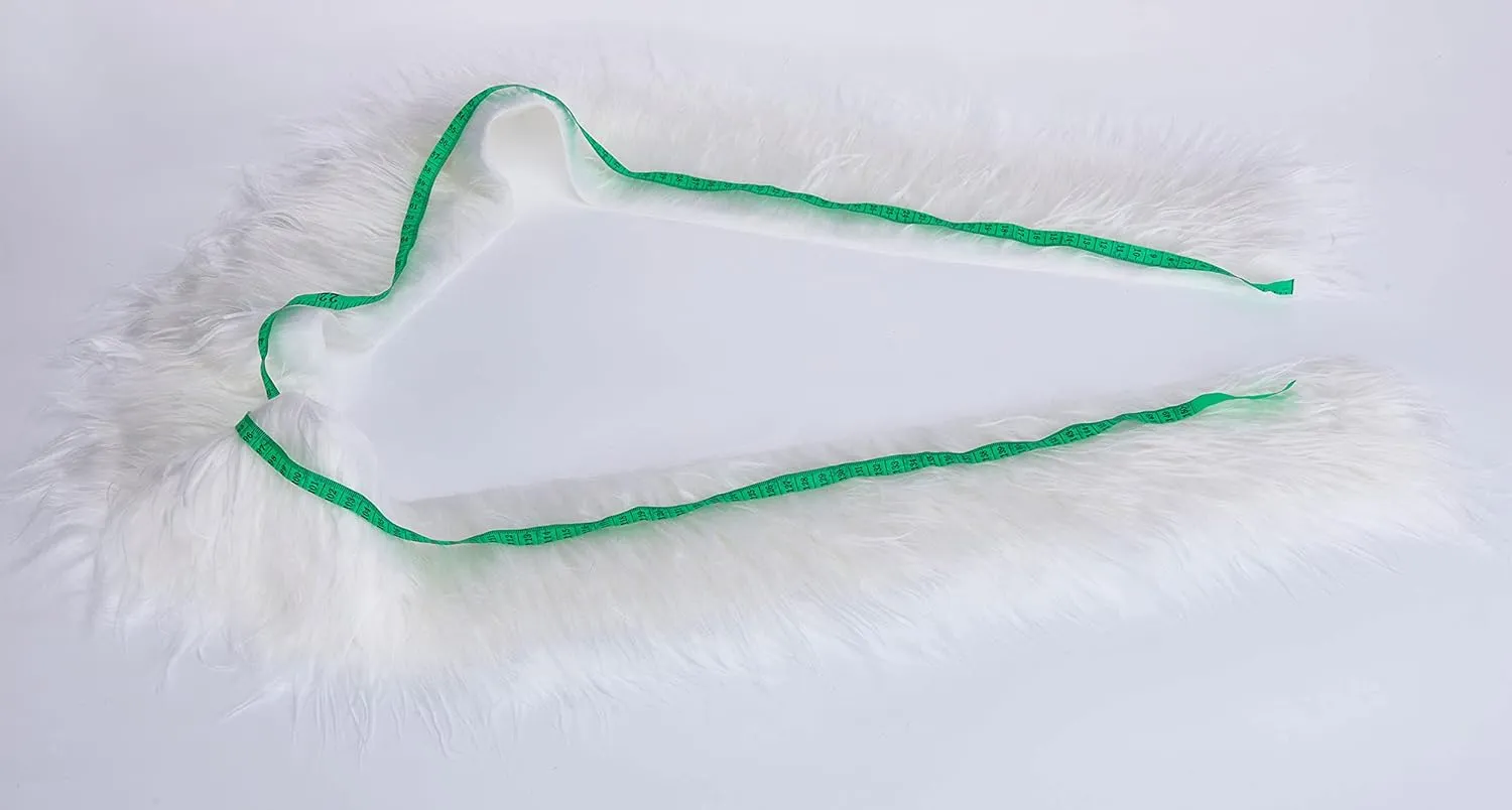 Shaggy Plush Faux Fur Fabric Precut Strips Fluffy Fuzzy Craft Fur for Gnomes Beard Hair Cosplay Costume Dwarf Decoration (White, 2x60 inch)